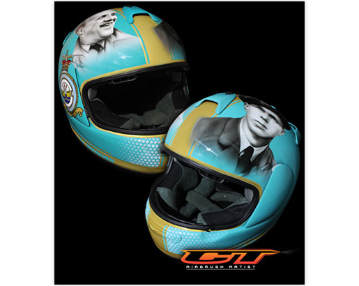 Custom Airbrush Harness racing / trotting helmet with airbrushed horses racing out of water and disney stars to the side.