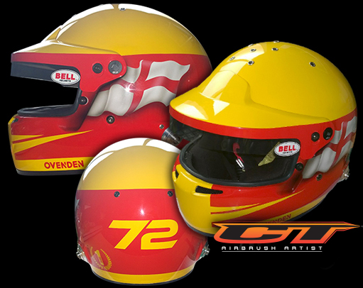 Custom Airbrush Helmet face guard with a big grin.