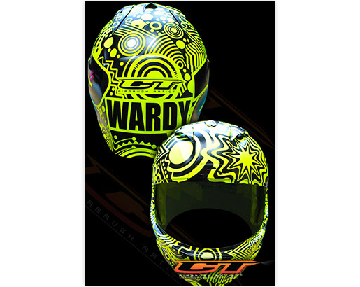 Custom Airbrush Harness racing / trotting helmet with airbrushed horses racing out of water and disney stars to the side.